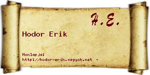 Hodor Erik névjegykártya